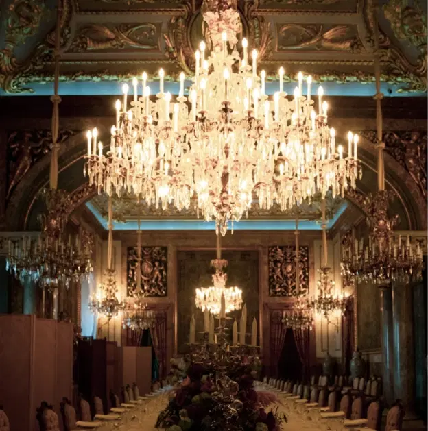 Elegant black tie corporate gala with upscale ballroom reception and executive dinner atmosphere