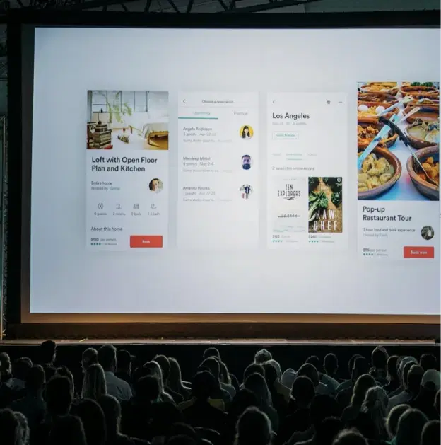 Editorial media showcase with branded presentation environment and controlled press interaction