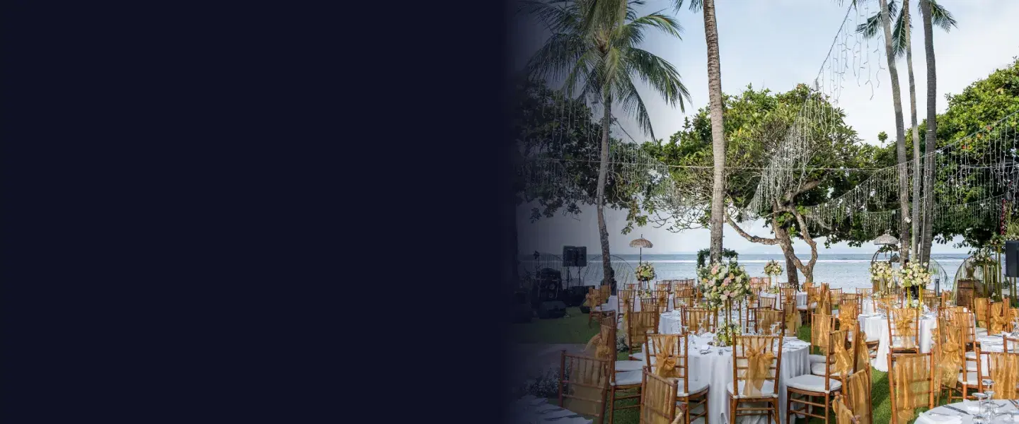 Destination wedding setup in scenic location with travel and venue coordination