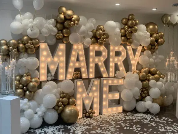 A couple during a romantic marriage proposal