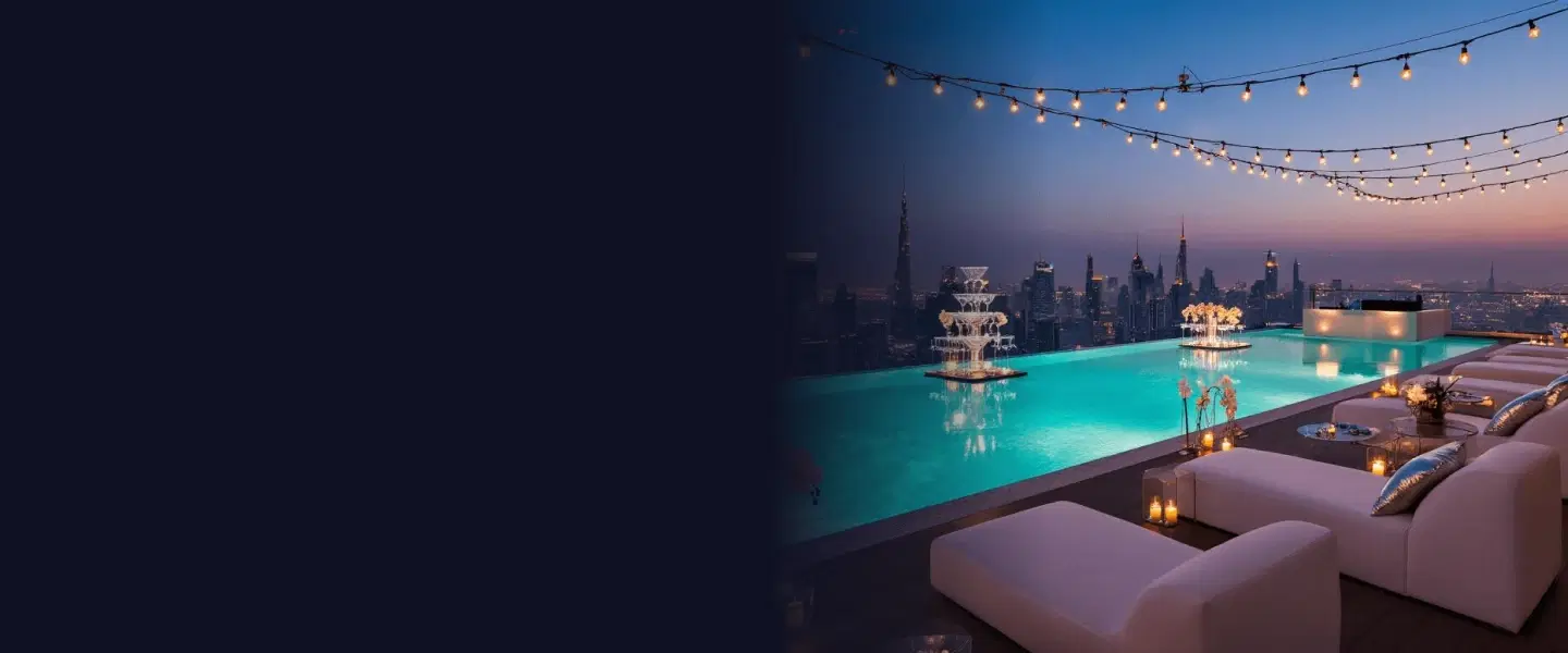 Wedding anniversary celebration with guests and milestone event setup