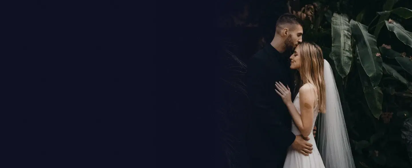 Wedding - A couple in love is hugging in nature