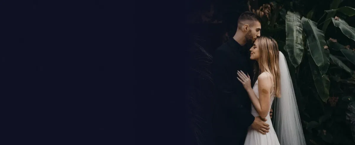 Wedding - A couple in love is hugging in nature