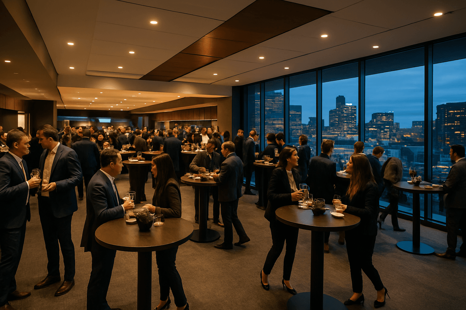 Modern hotel meeting space set for a corporate event